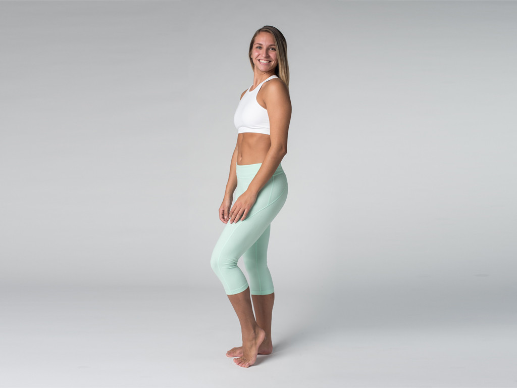 Pantalon de yoga Corsaire CAPRI 95% coton Bio et 5% Lycra Vert Lagon - Fin de Serie