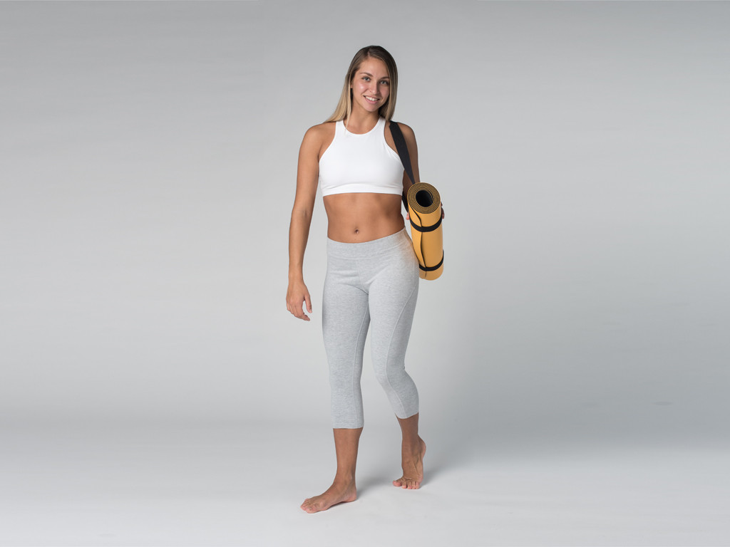 Pantalon de yoga Corsaire CAPRI 95% coton Bio et 5% Lycra Gris Perlé - Fin de Serie