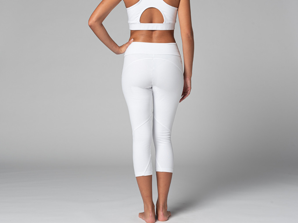 Pantalon de yoga Corsaire - Bio Blanc