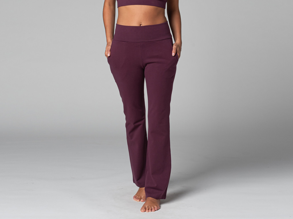 Pantaloni da yoga comodi da donna - Biologici Prugna