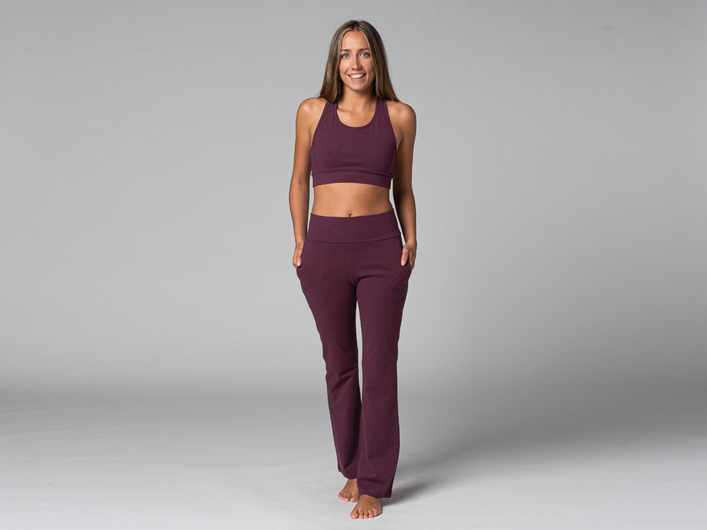 Pantaloni da yoga comodi da donna - Biologici Prugna