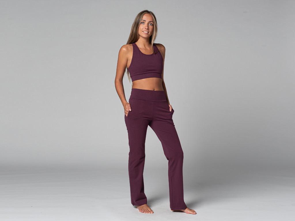 Pantaloni da yoga comodi da donna - Biologici Prugna