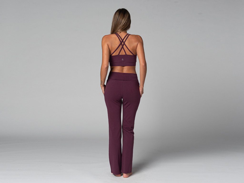 Pantaloni da yoga comodi da donna - Biologici Prugna