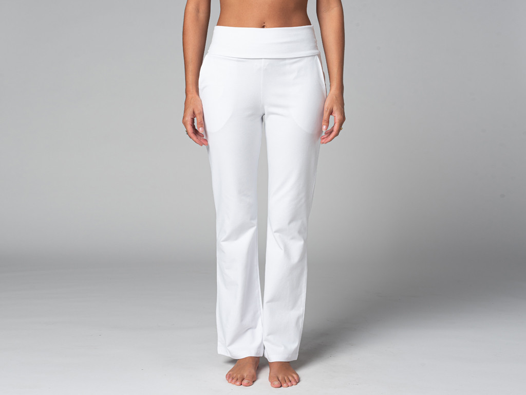 Pantalon de yoga femme Confort - Bio Blanc