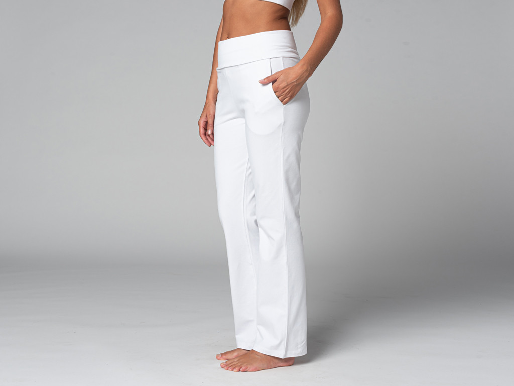 Pantalon de yoga femme Confort - Bio Blanc