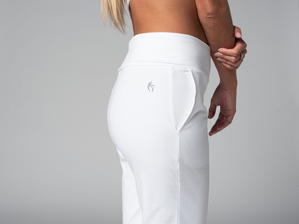 Pantalon de yoga femme Confort - Bio Blanc