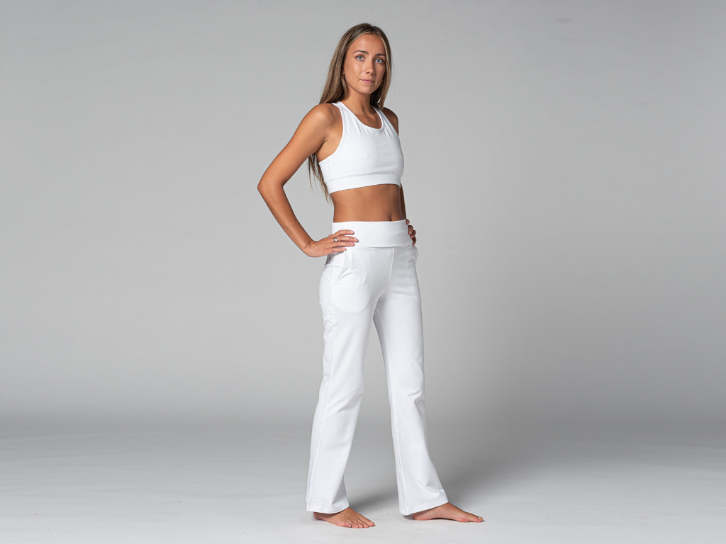Pantalon de yoga femme Confort - Bio Blanc