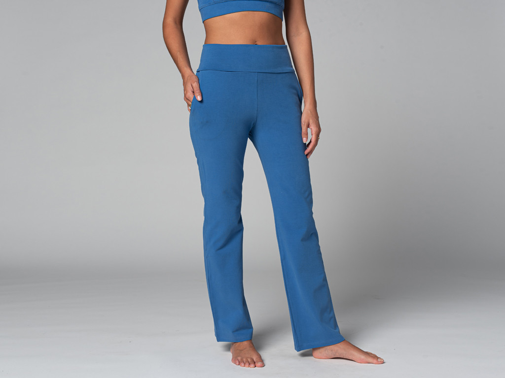 Pantalon de yoga femme Confort - Bio Bleu Chaud