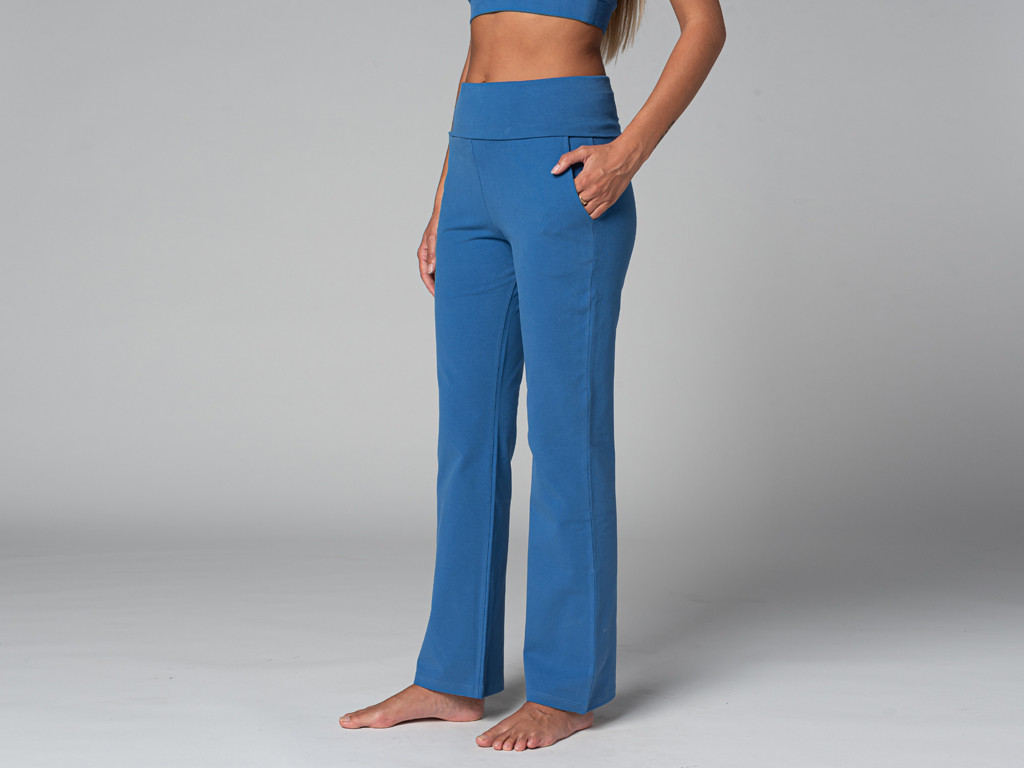 Pantalon de yoga femme Confort - Bio Bleu - Vêtements de yoga Femme - Coton  Bio