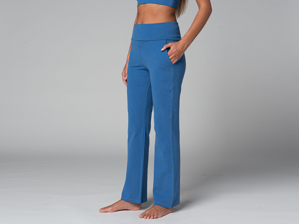 Calças de yoga femininas confortáveis - Orgânicas Azul quente