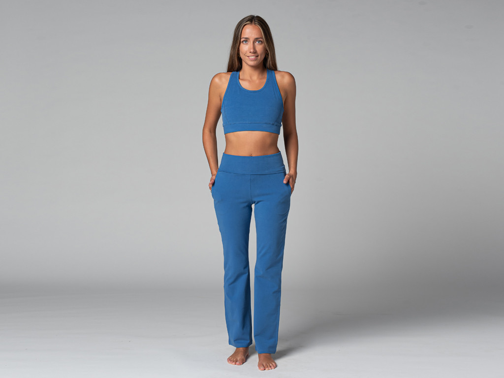 Pantalon de yoga femme Confort - Bio Bleu Chaud
