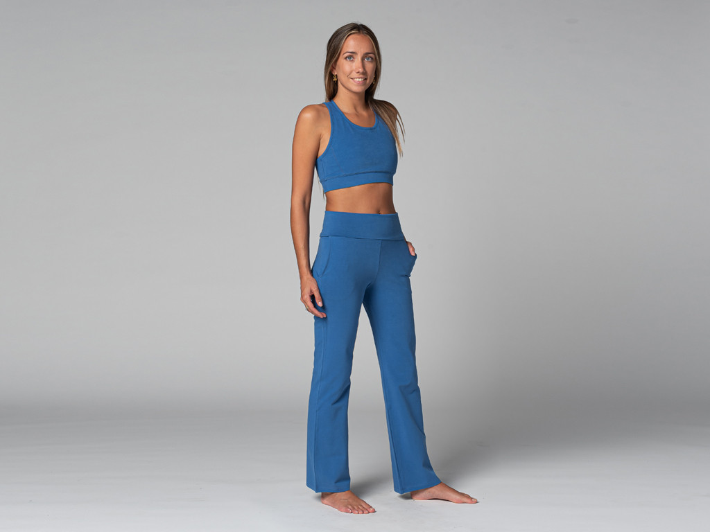 Pantalon de yoga femme Confort - Bio Bleu Chaud