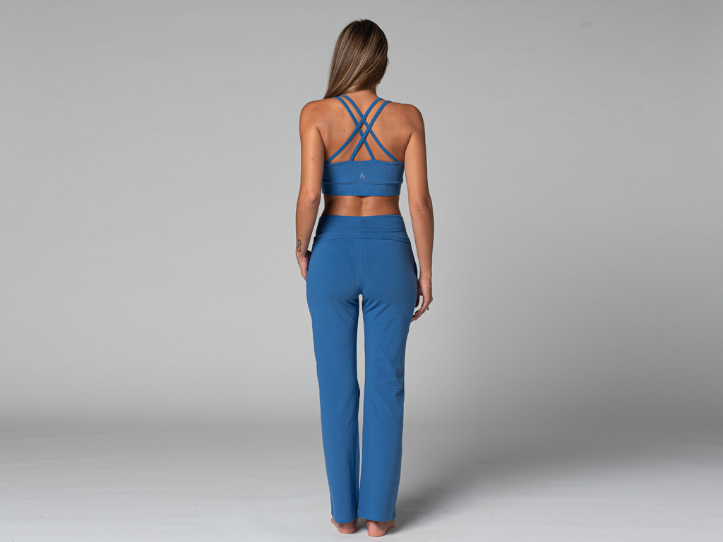Pantalon de yoga femme Confort - Bio Bleu Chaud