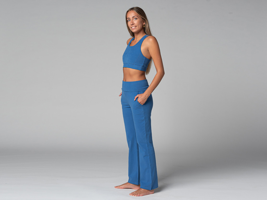 Pantalon de yoga femme Confort - Bio Bleu Chaud