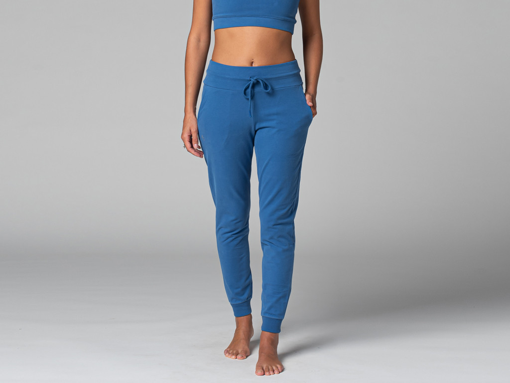 Jogg Damen-Yogahose – Bio Warmes Blau