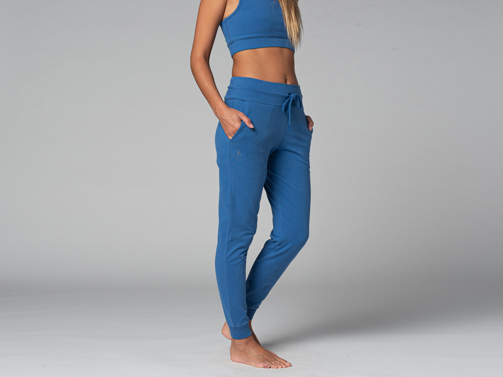 Calças de ioga femininas Jogg - Orgânicas Azul quente