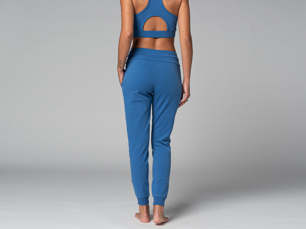 Jogg Damen-Yogahose – Bio Warmes Blau
