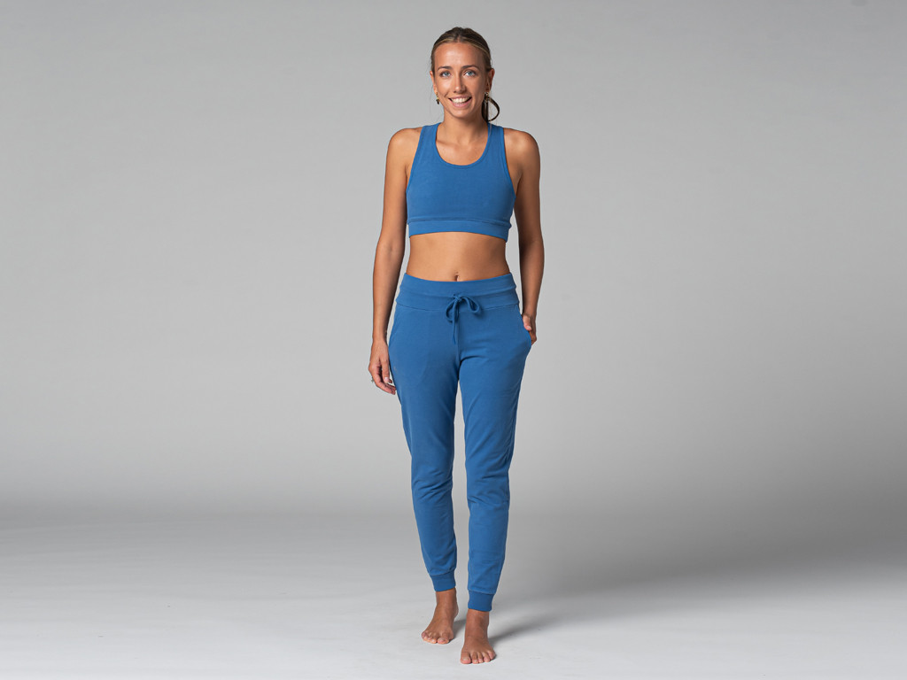 Pantalon de Yoga femme Jogg - Bio Bleu Chaud