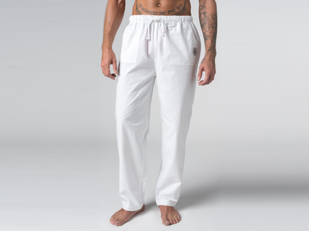 Pantalon de Yoga H/F Pavita - 100% coton Bio Blanc