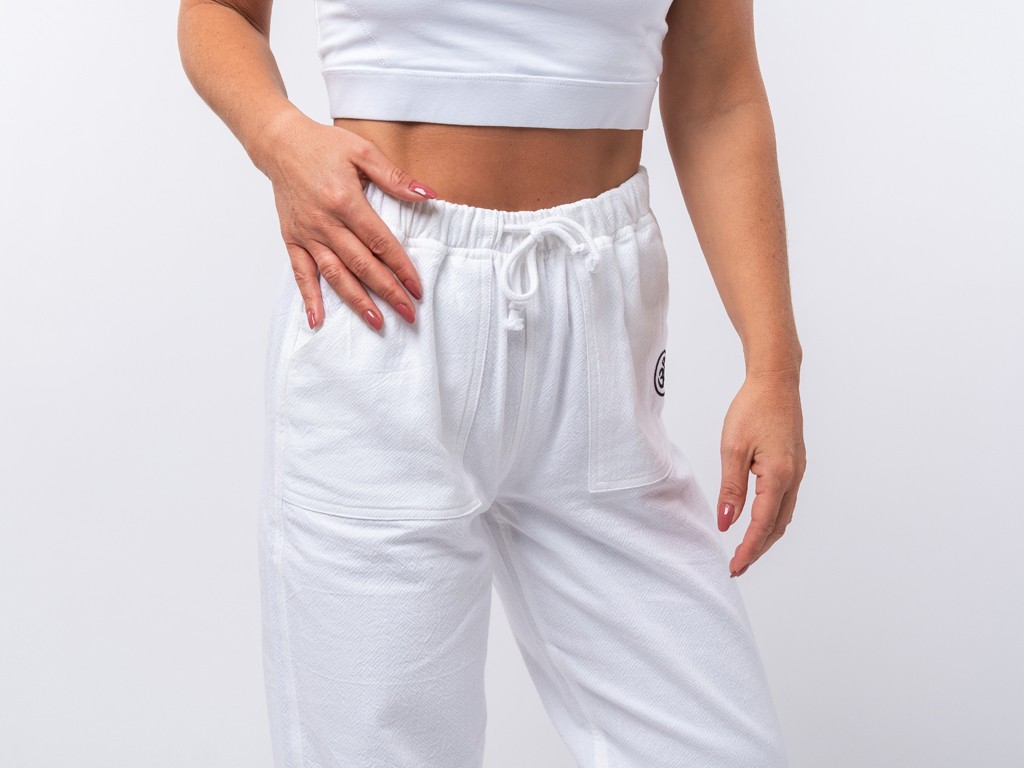 Pantalon de Yoga H/F Pavita - 100% coton Bio Blanc