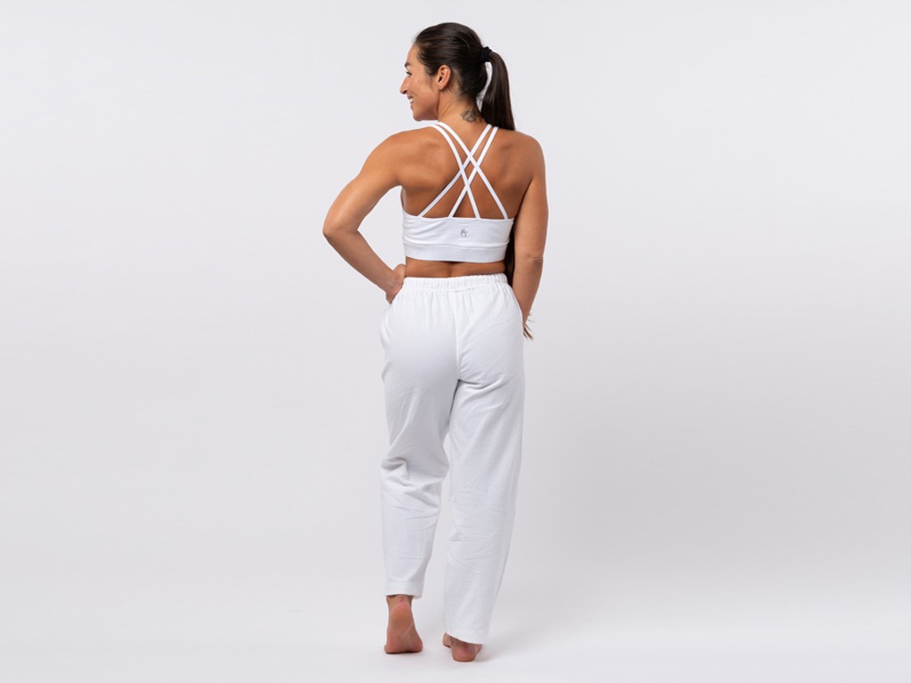 Pantalon de Yoga H/F Pavita - 100% coton Bio Blanc
