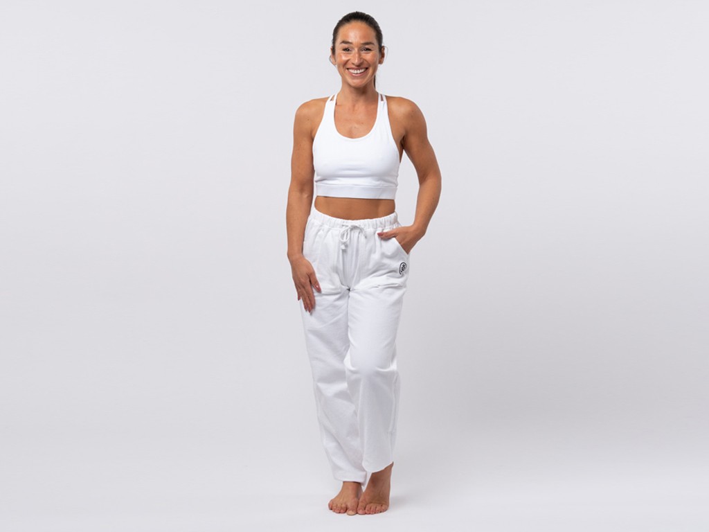 Pantalon de Yoga H/F Pavita - 100% coton Bio Blanc