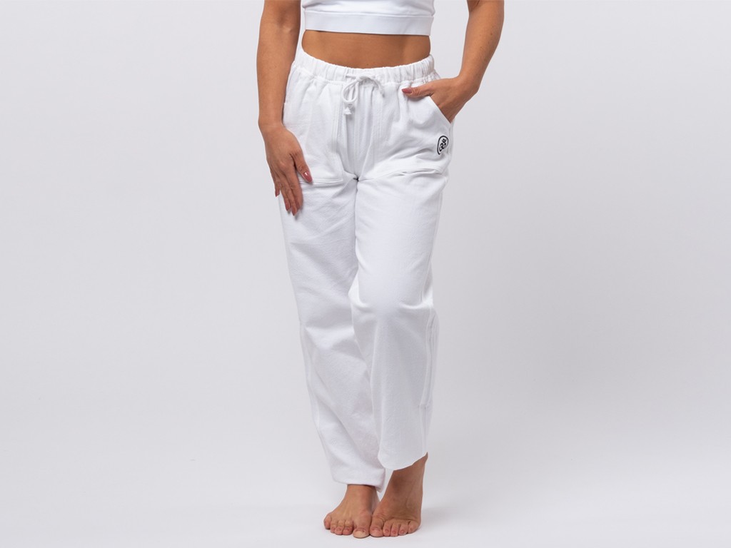 Pantalon de Yoga H/F Pavita - 100% coton Bio Blanc