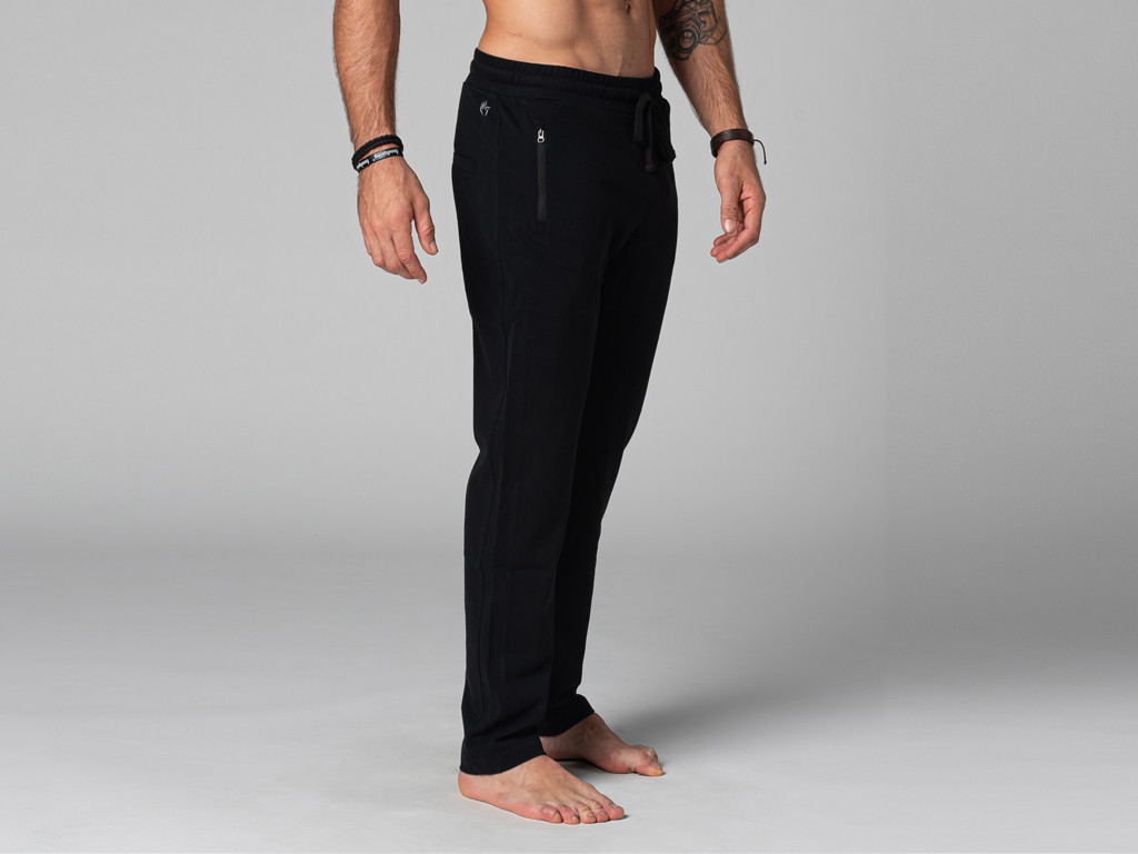 Pantalones de Yoga Rectos para Hombre - Algodón orgánico Negro