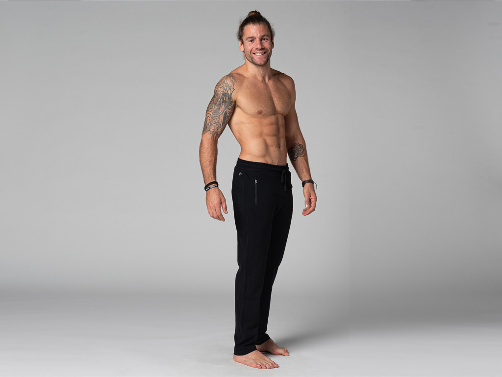 Pantalon de Yoga Homme Confort - Coton Bio Noir
