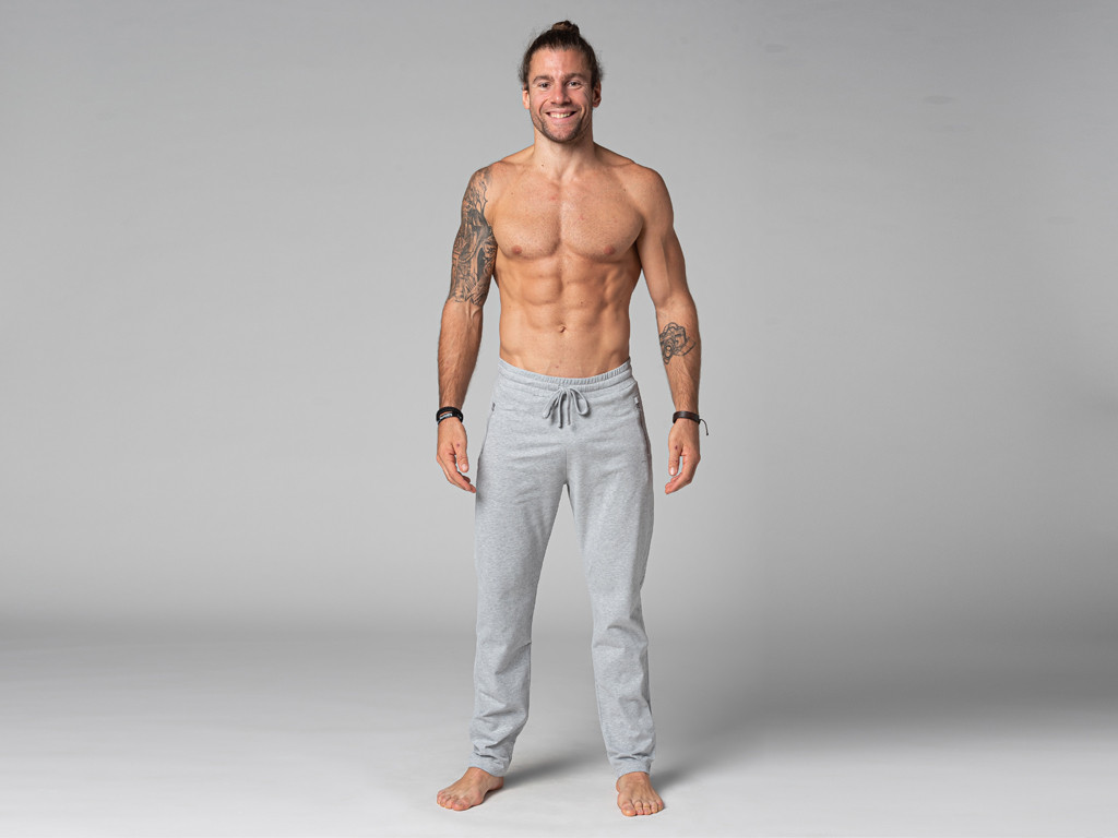 Bequeme Herren-Yogahose – Bio-Baumwolle Grau