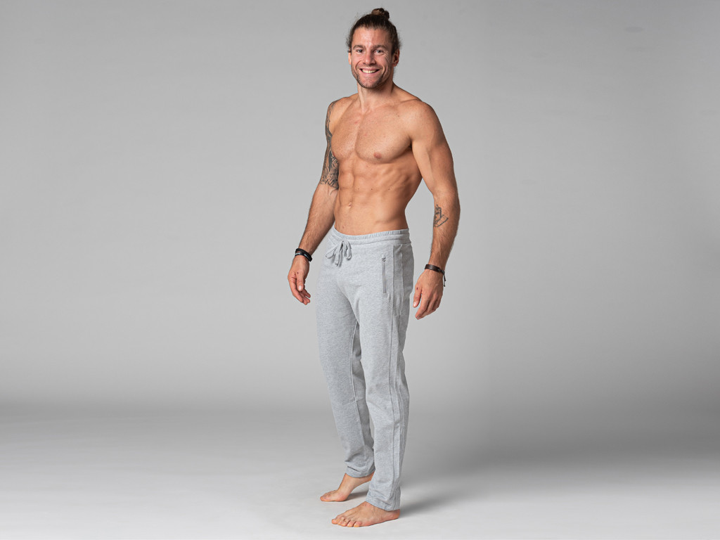 Bequeme Herren-Yogahose – Bio-Baumwolle Grau