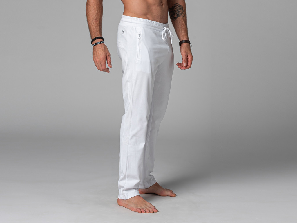 Pantalon de Yoga Homme Confort - Coton Bio Blanc
