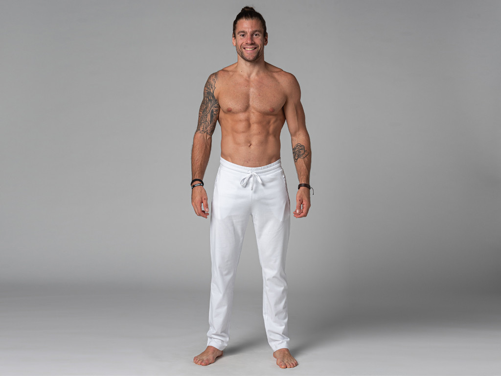 Pantalon de Yoga Homme Confort - Coton Bio Blanc