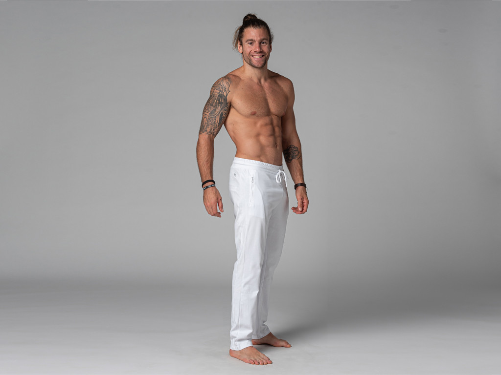 Pantalon de Yoga Homme Confort - Coton Bio Blanc