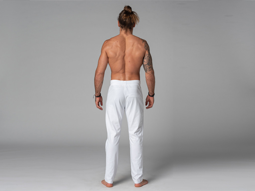 Pantalon de Yoga Homme Confort - Coton Bio Blanc