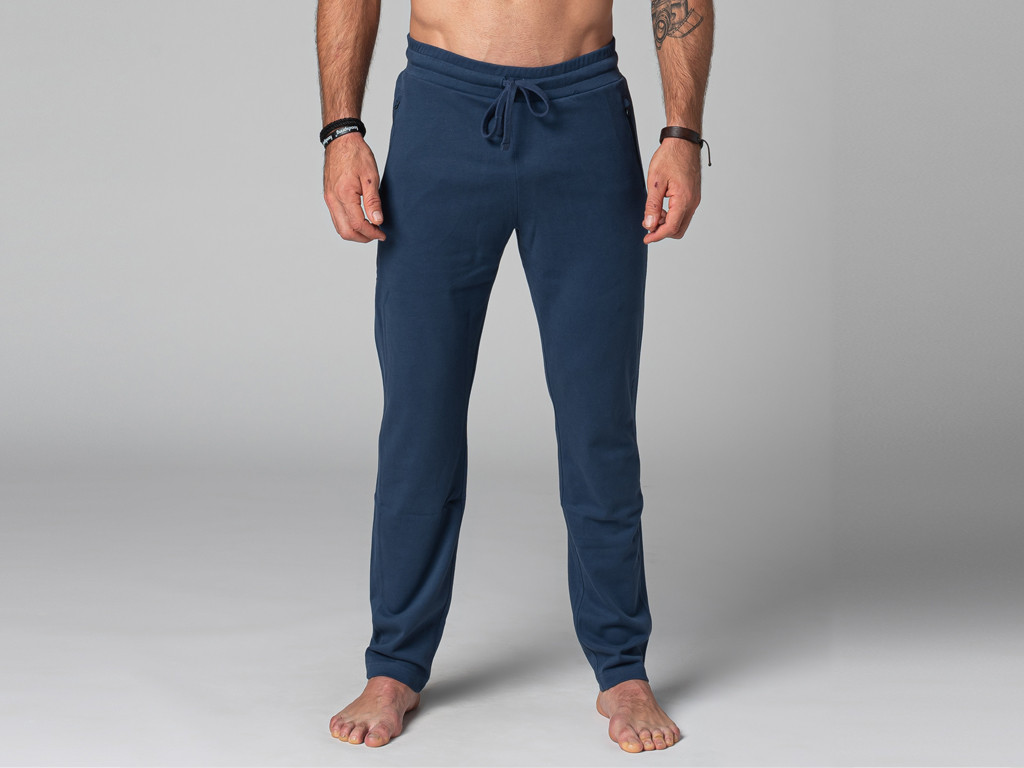 Pantalon de Yoga Homme Confort - Coton Bio Bleu