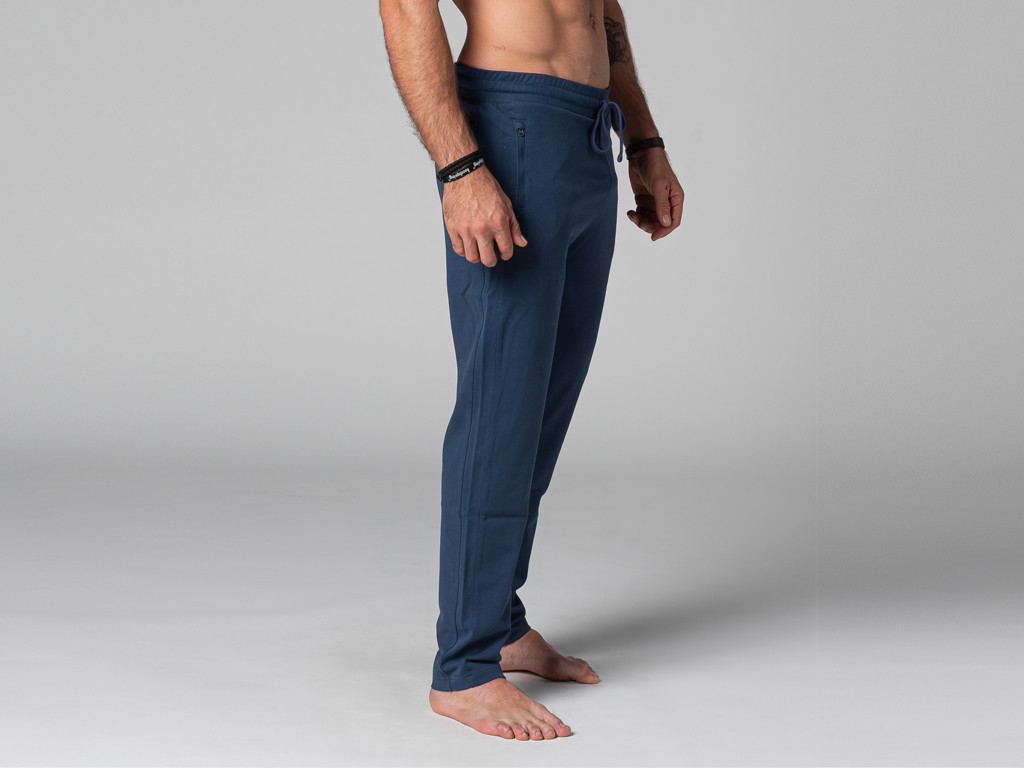 Pantalon de Yoga Homme Confort - Coton Bio Bleu