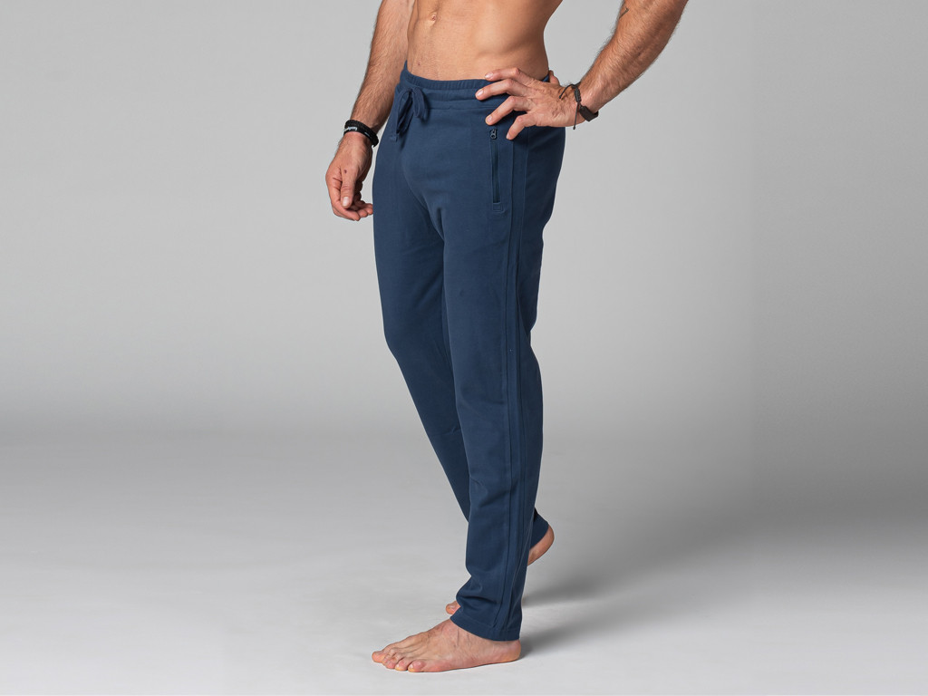 Pantalon de Yoga Homme Confort - Coton Bio Bleu