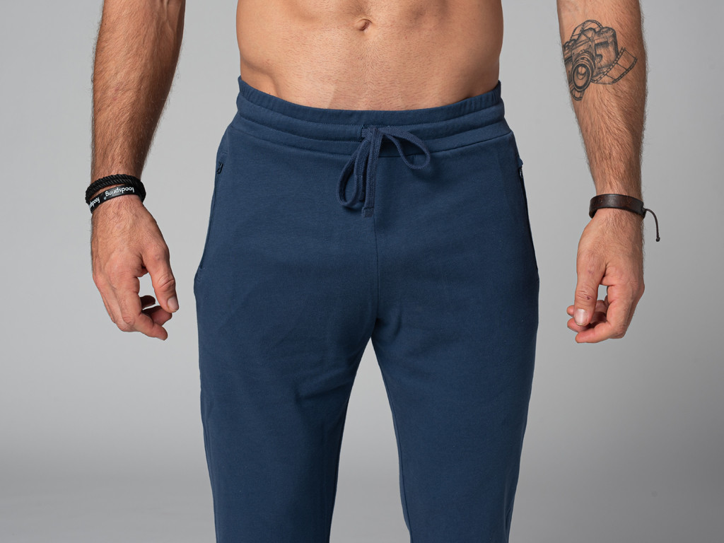 Pantalon de Yoga Homme Confort - Coton Bio Bleu