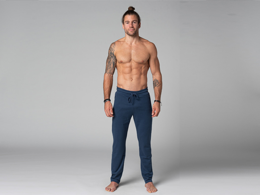 Pantalon de Yoga Homme Confort - Coton Bio Bleu