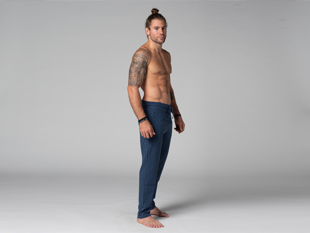Pantalon de Yoga Homme Confort - Coton Bio Bleu