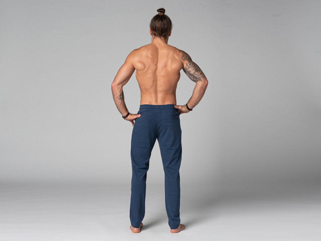 Pantalon de Yoga Homme Confort - Coton Bio Bleu