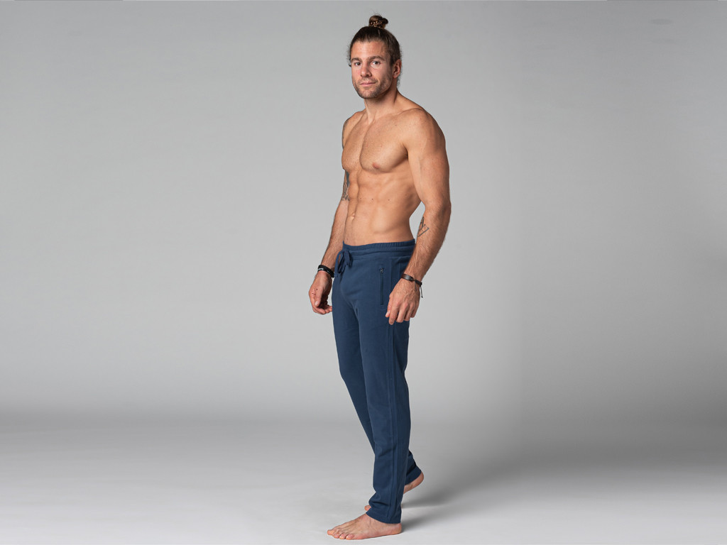 Pantalon de Yoga Homme Confort - Coton Bio Bleu