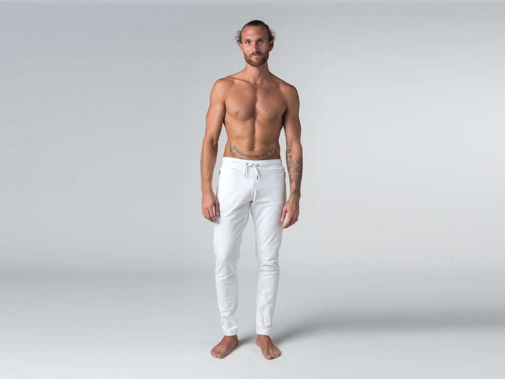 Pantalon de yoga Slim homme - Coton Bio Blanc - Fin de Serie