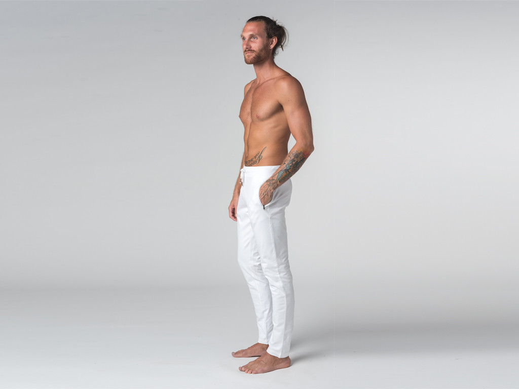Pantalon de yoga Slim homme - Coton Bio Blanc - Fin de Serie