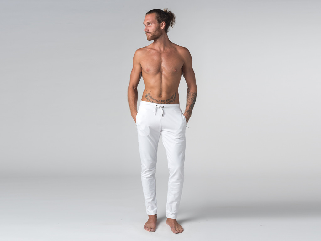 Pantalon de yoga Slim homme - Coton Bio Blanc - Fin de Serie