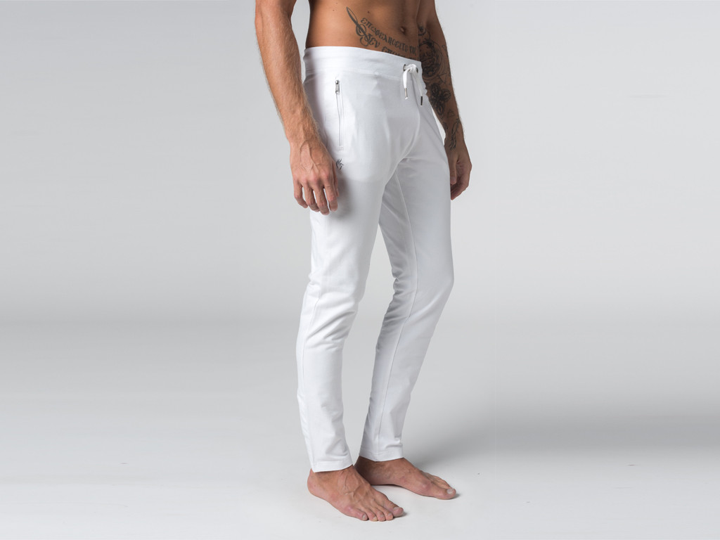 Pantalon de yoga Slim homme - Coton Bio Blanc - Fin de Serie