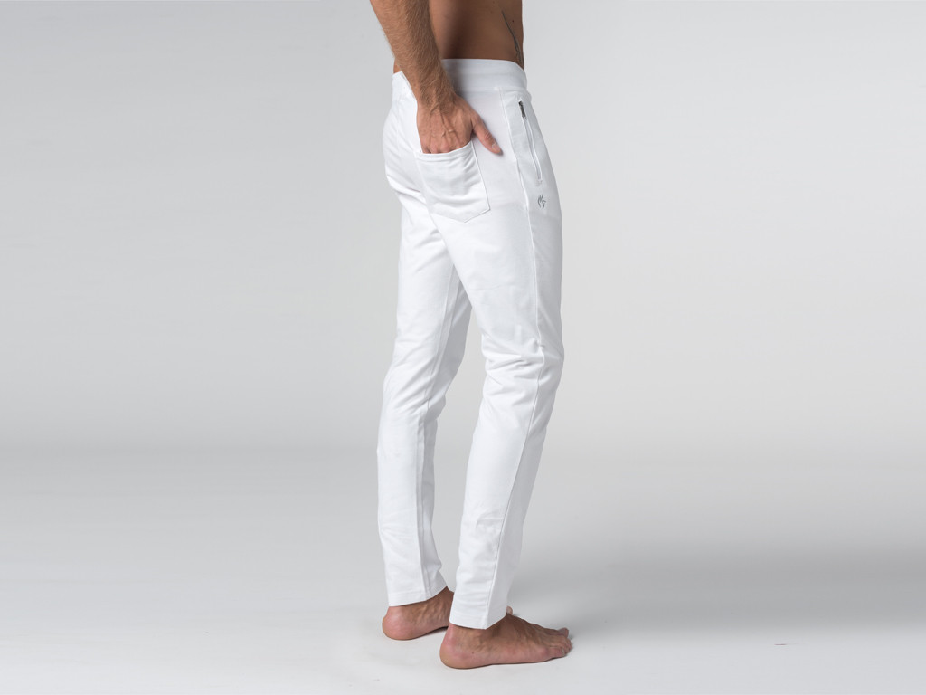 Pantalon de yoga Slim homme - Coton Bio Blanc - Fin de Serie