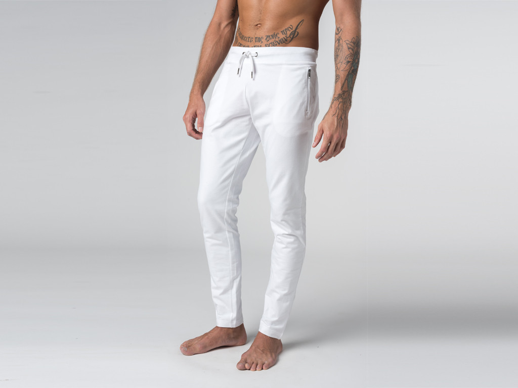 Pantalon de yoga Slim homme - Coton Bio Blanc - Fin de Serie