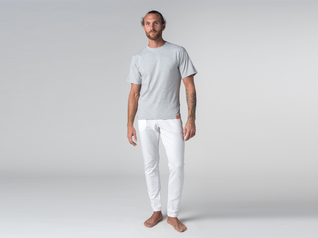 Pantalon de yoga Slim homme - Coton Bio Blanc - Fin de Serie